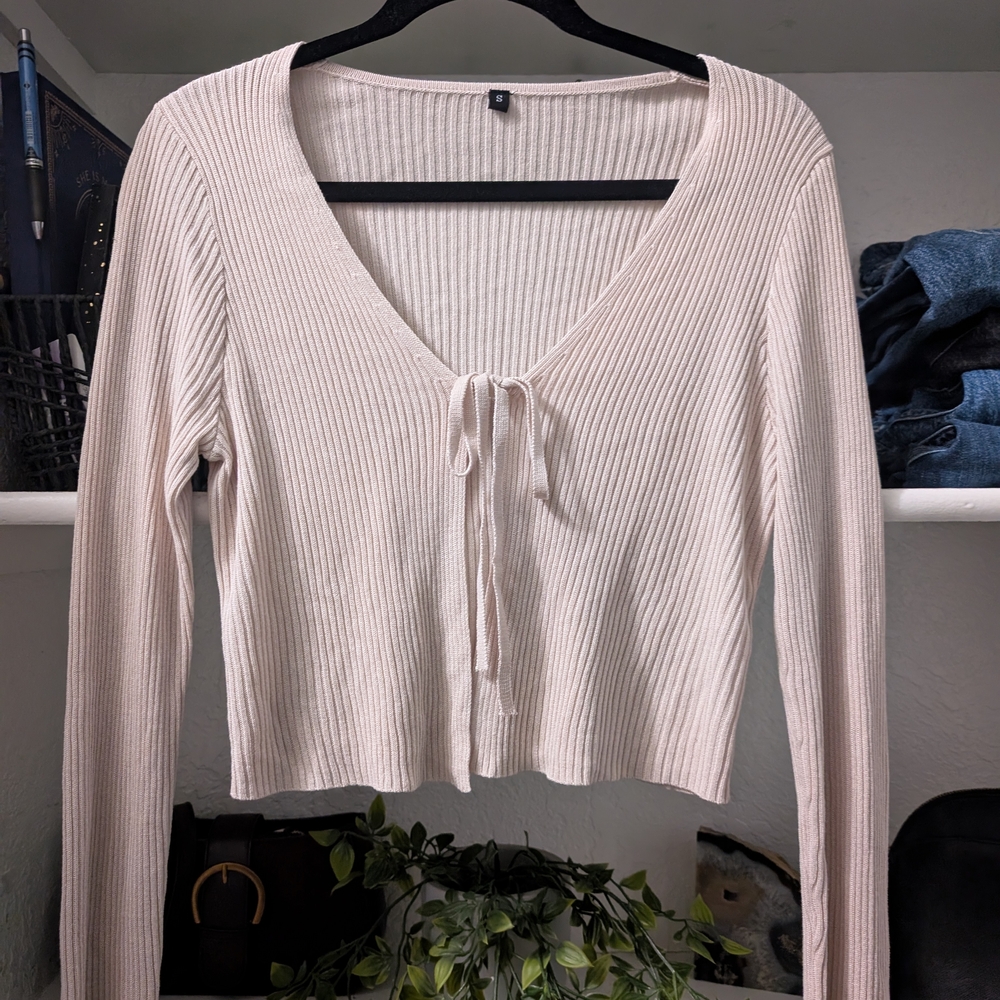 Cream Ribbed Knit Top